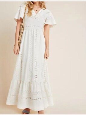 Maeve Anthropologie Rochelle Eyelet Maxi Dress
